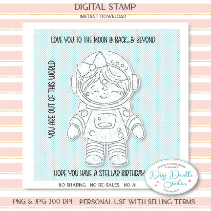 Ainsley Astronaut Girl Digi Stamp