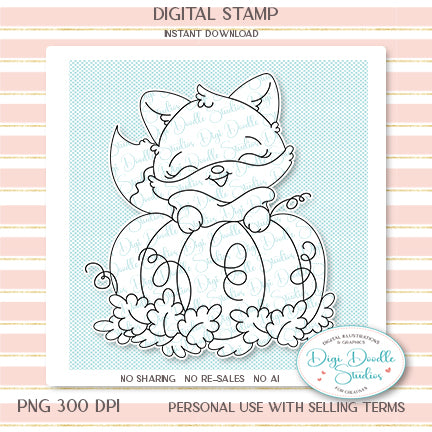 Foxy Autumn Pumpkin Digi Stamp