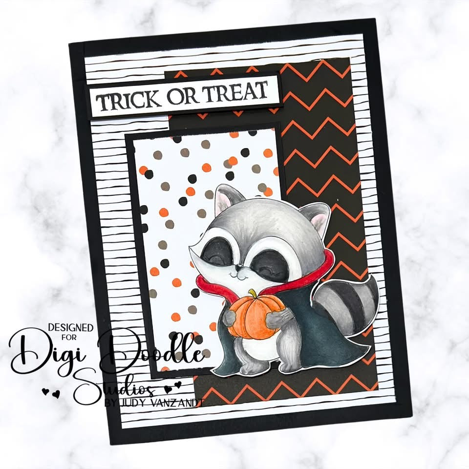 Dracu-Racoon Halloween Digi Stamp
