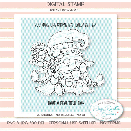 Caesarea Flower Girl Gnome Digi Stamp