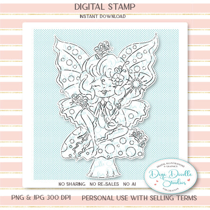Cricket Willow Grace Fairy Digi Stamp