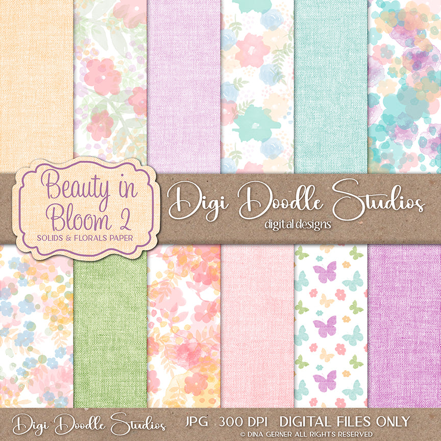 Beauty in Bloom Linens & Florals 12x12 Digital Paper