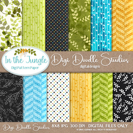 In The Jungle Digi Doodles 8x8 Digi Paper Pack