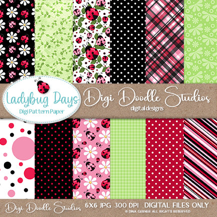 Ladybug Days Digi Doodles 6x6 Digi Paper Pack
