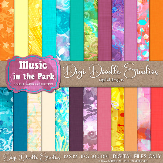 Music in the Park Digital 12 x 12 Pattern & Linen Paper collection