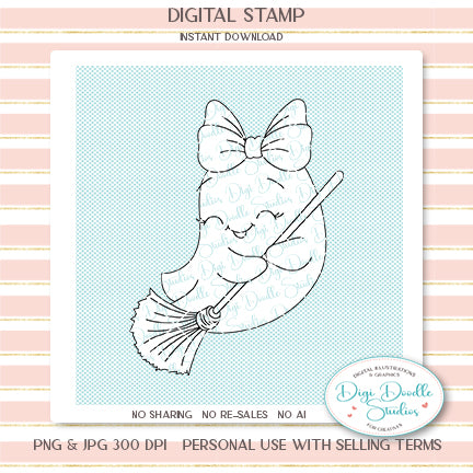 Ghostly Clarabell Halloween Ghost Digi Stamp
