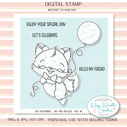 Hamzou Happy Fox Digi Stamp