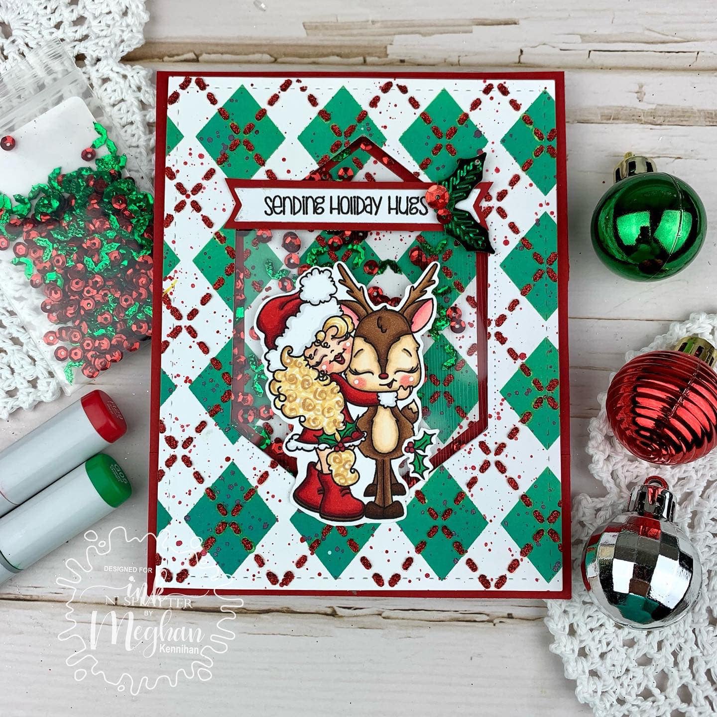 Holly Reindeer Hugs Stamp Set