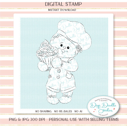 Jacks Ginger Cupcake Gingerbread Digi Stamp