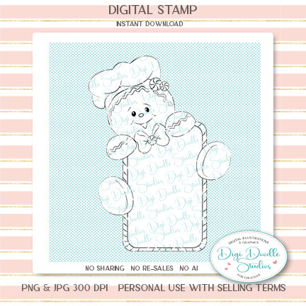 Jacks Ginger Gingerbread Gift Tag Digi Stamp