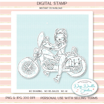 Kitty's Joy Ride Digi Stamp
