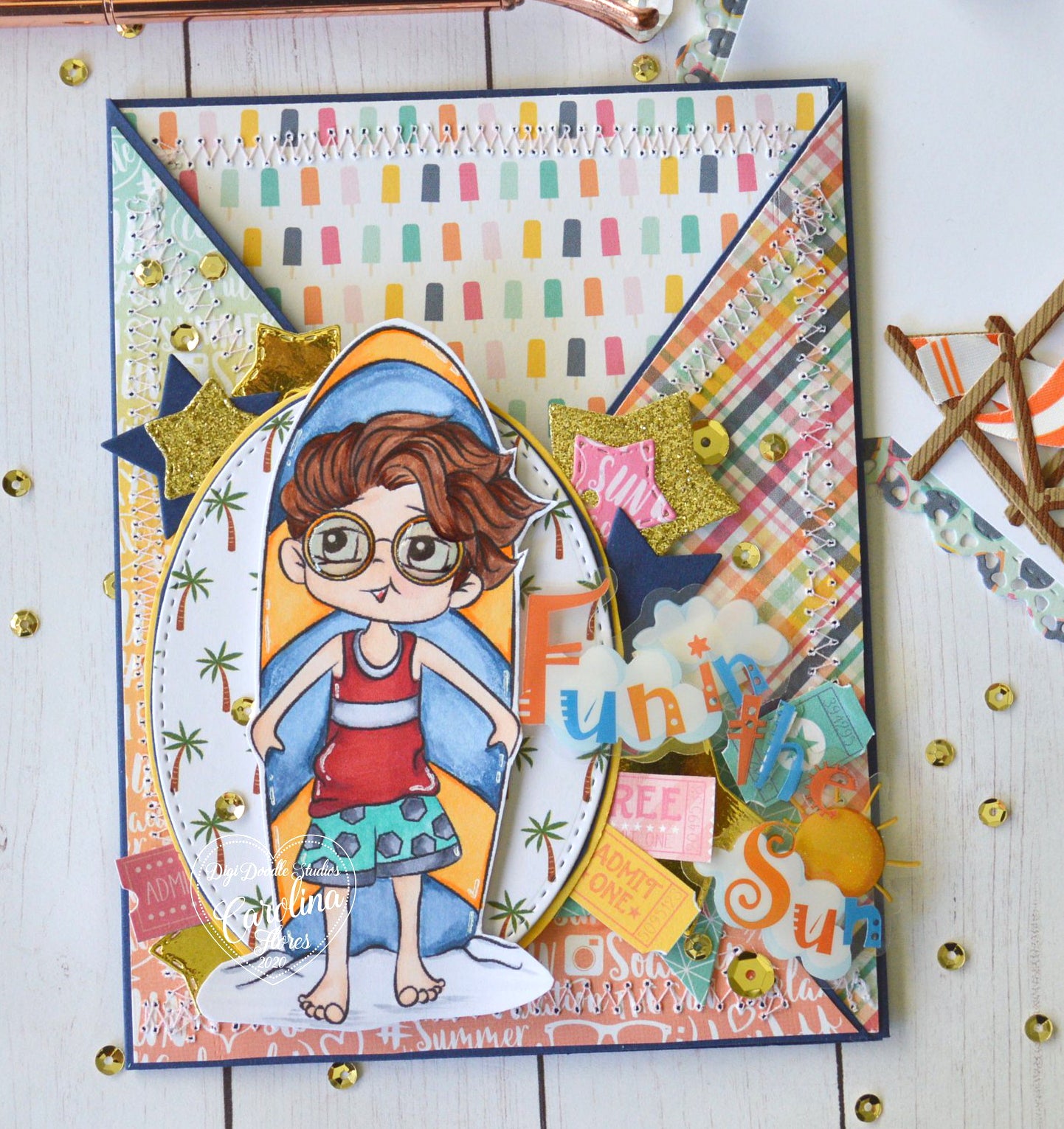 Liam's Surfboard Digi Stamp