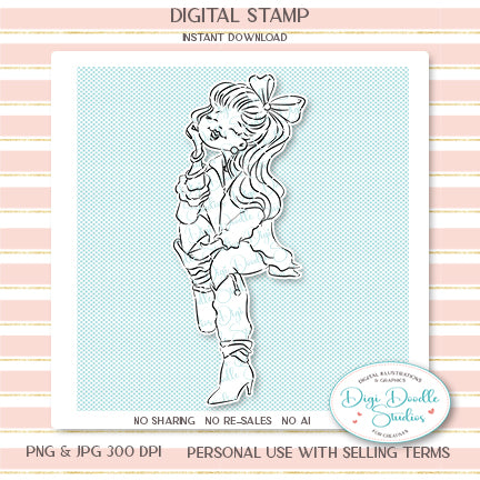 Mindy's New Boots Digi Stamp
