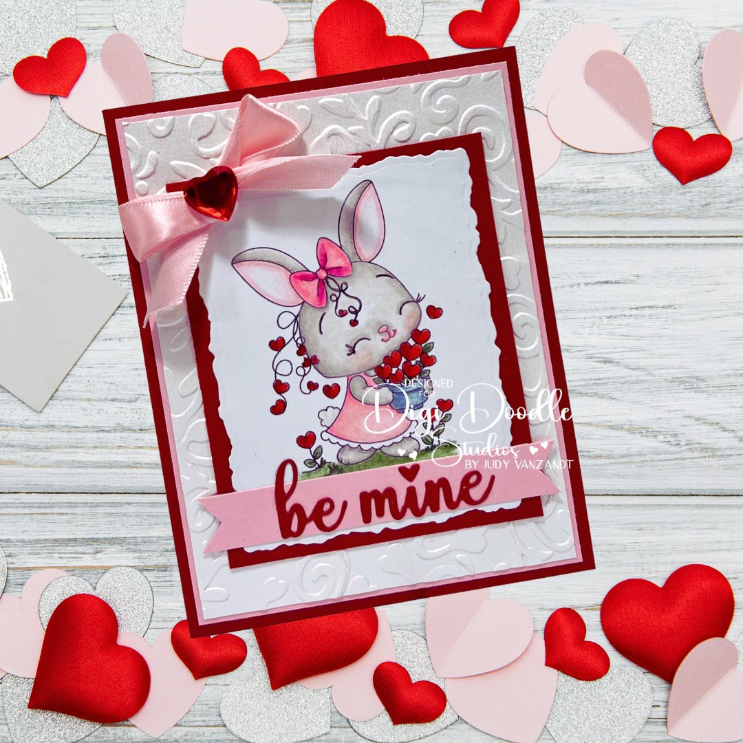 Peaches Valentine Bunny Digi Stamp
