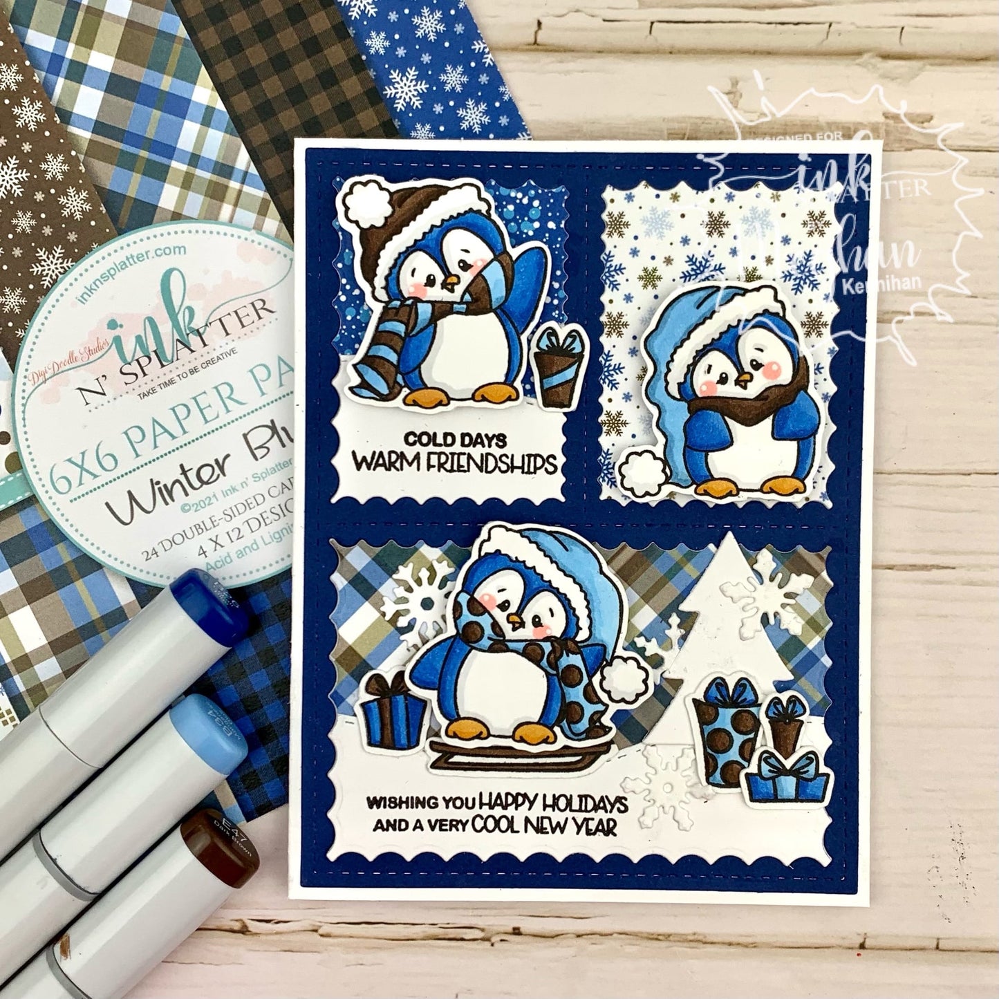 Winter Holiday Penguins Clear Stamp Set