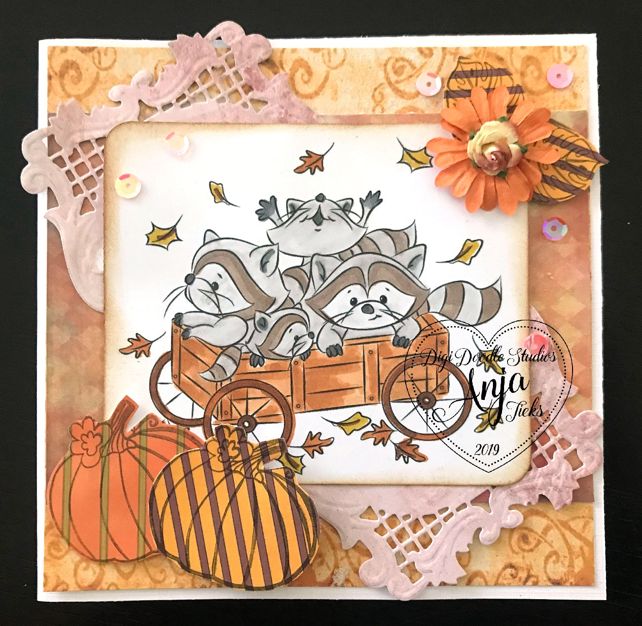 Raccoon Hayride Digi Stamp