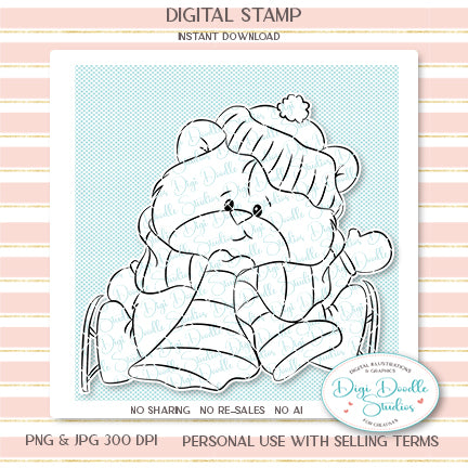 Sammi Skater Bear Digi Stamp