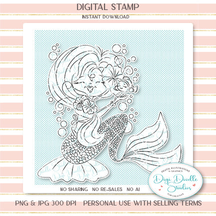 Serina Mermaid Digi Stamp