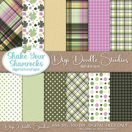 Shake Your Shamrocks Digi Doodles 6x6 Digi Paper Pack