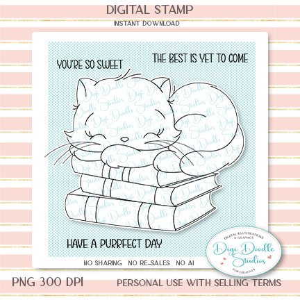Sleeping Serenity Kitty Digi Stamp