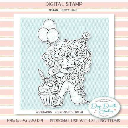 Suzette's Cupcake Party Digi Stamp