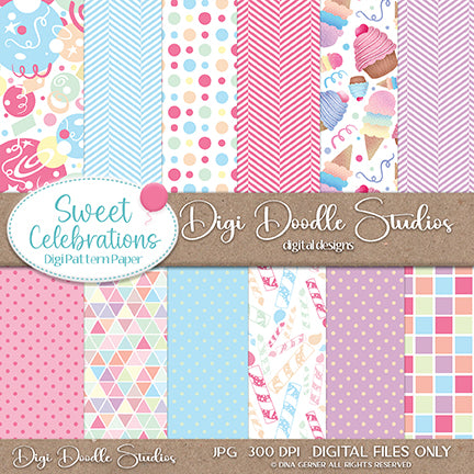 Sweet Celebrations  6x6 Digi Pattern Paper Pack