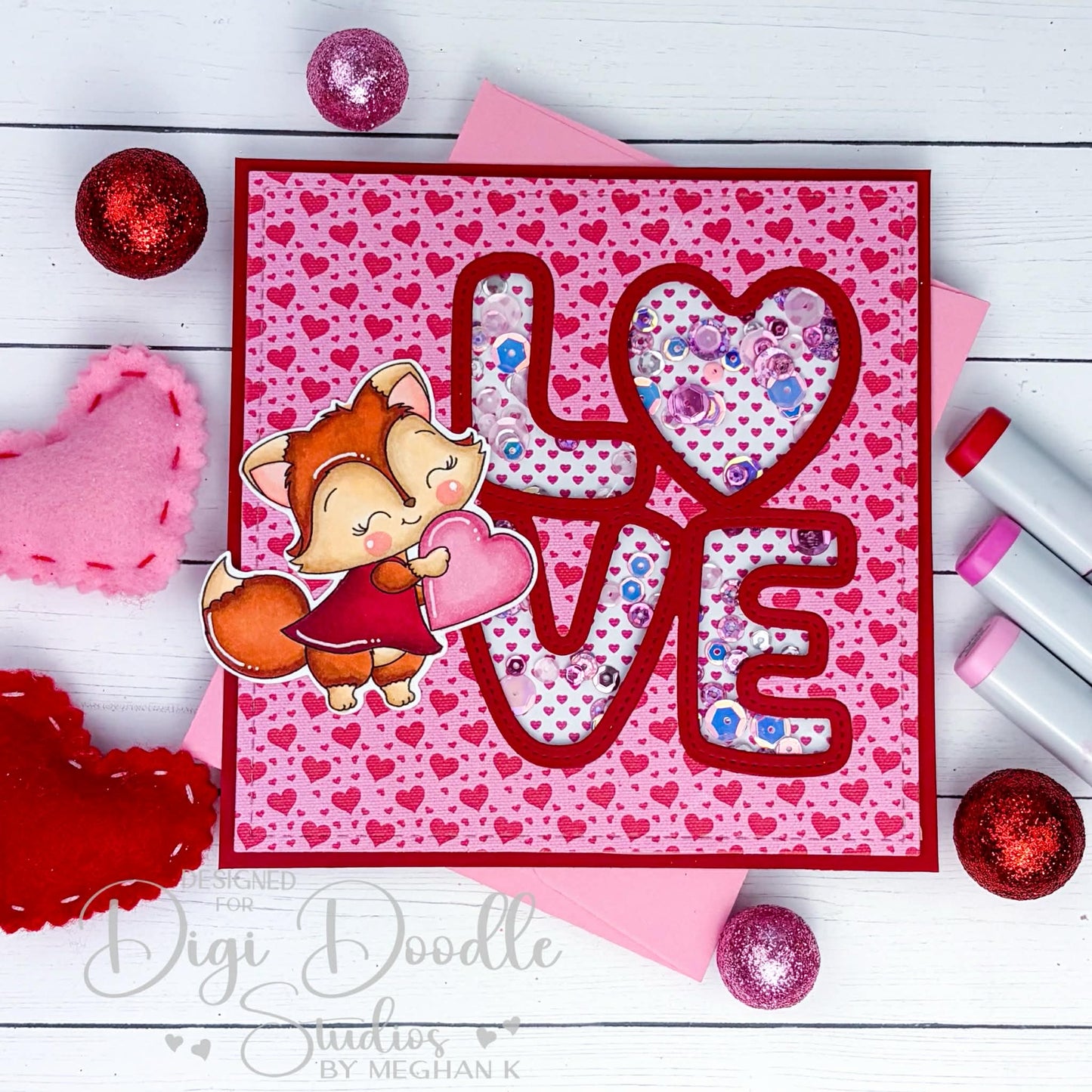 Felicity Valentine Fox Digi Stamp