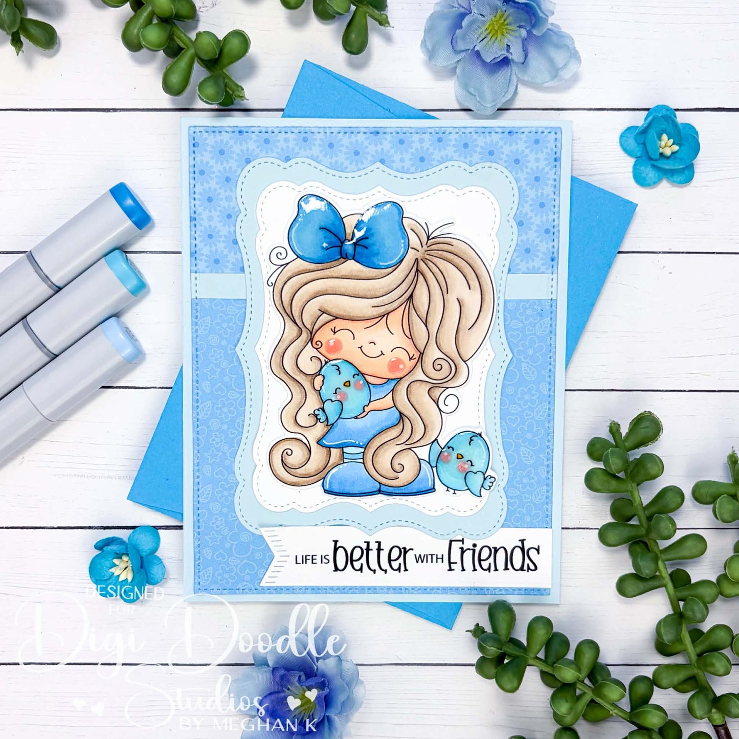 Birdie Bloom Digi Stamp