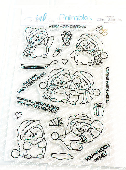 Winter Holiday Penguins Clear Stamp Set
