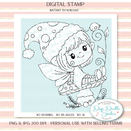 Winterberry Spice Fairy Elf Digi Stamp