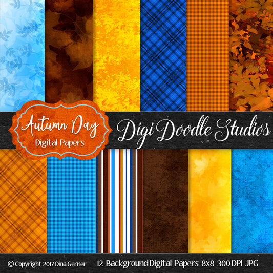 Digi Doodles Autumn Day 8x8 Digital Paper