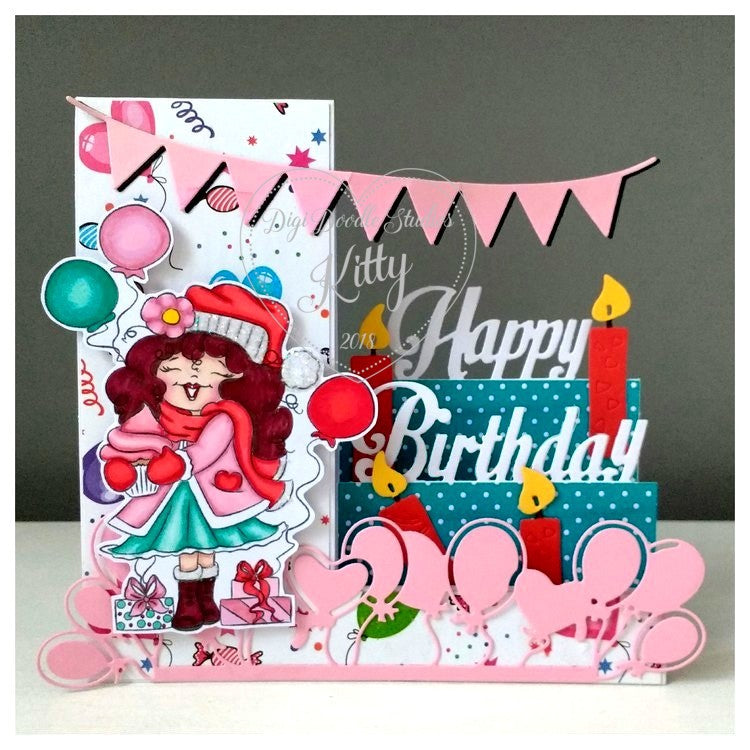 Candy Cupcake Winter Birthday Digi Stamp