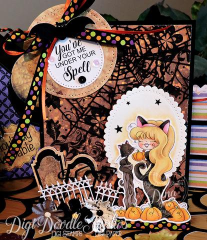 Catrina Pussycat Halloween Digi Stamp