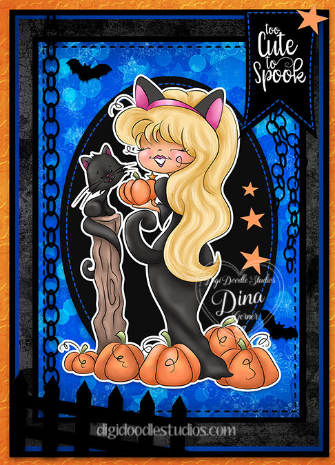 Catrina Pussycat Halloween Digi Stamp