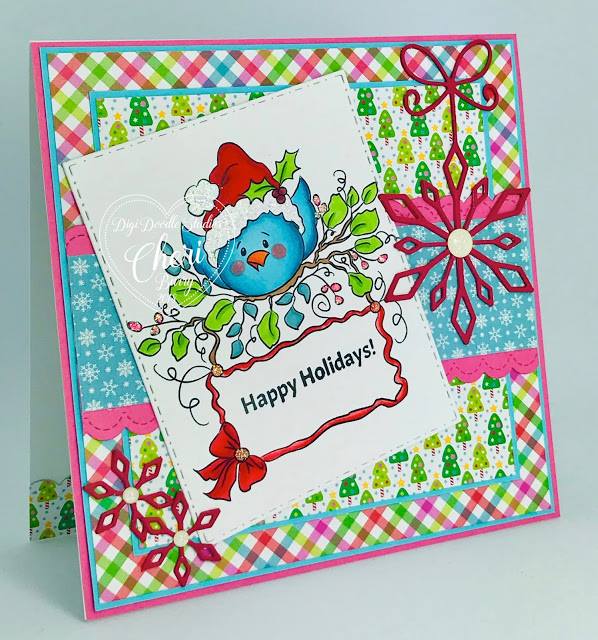 Chipper Tweets Winter Christmas Tag Digi Stamp