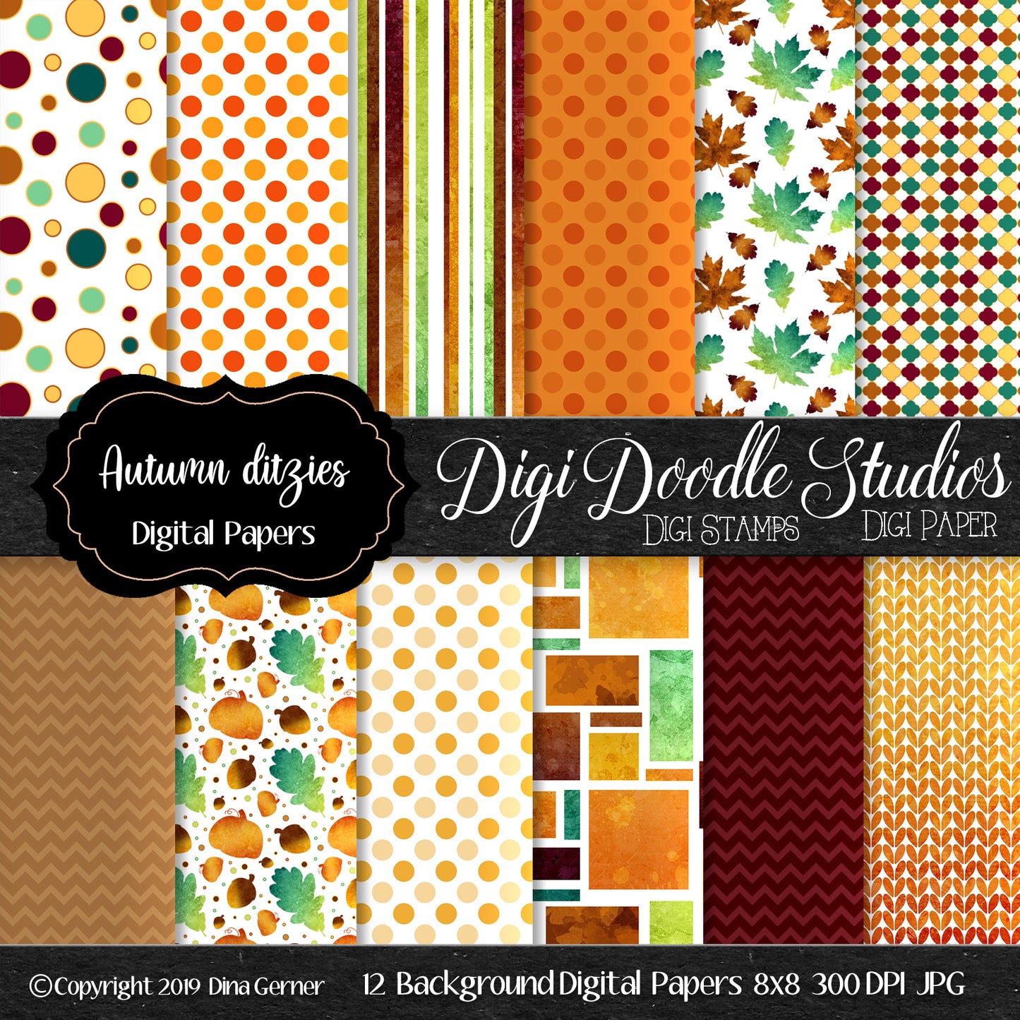 Autumn Ditzies Fall Digi Doodles Background Paper