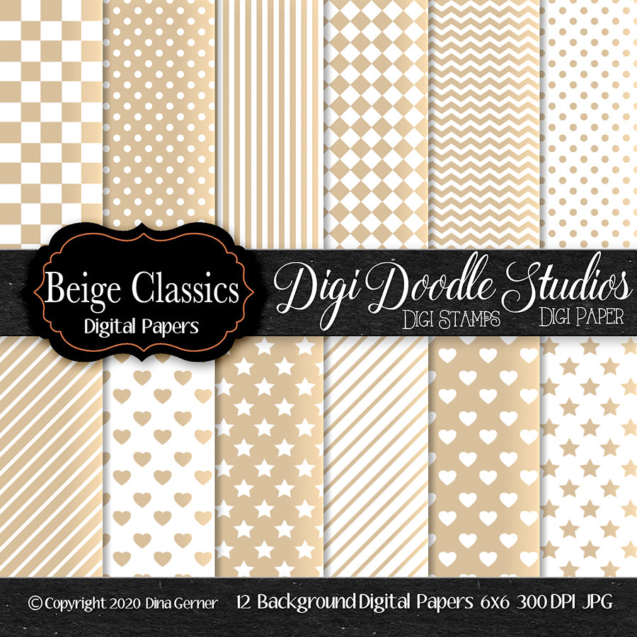 Beige Classics Digi Doodle Studios Digi Paper Pack