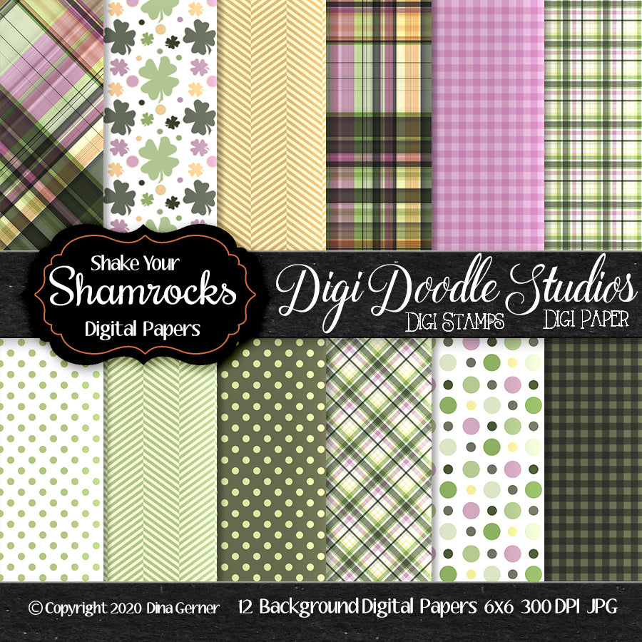 Shake Your Shamrocks Digi Doodles 6x6 Digi Paper Pack