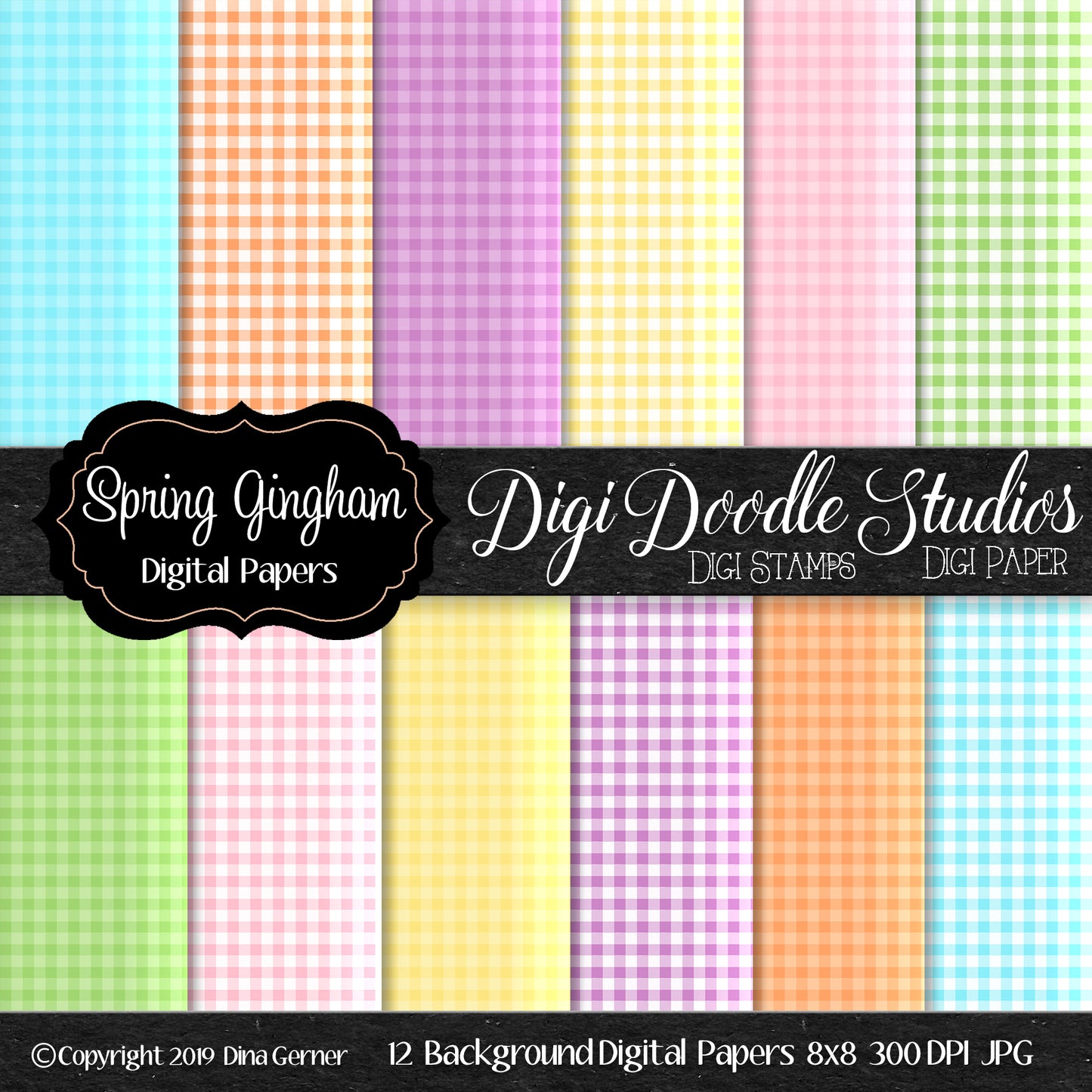 Digi Doodles Spring Gingham Digi Paper