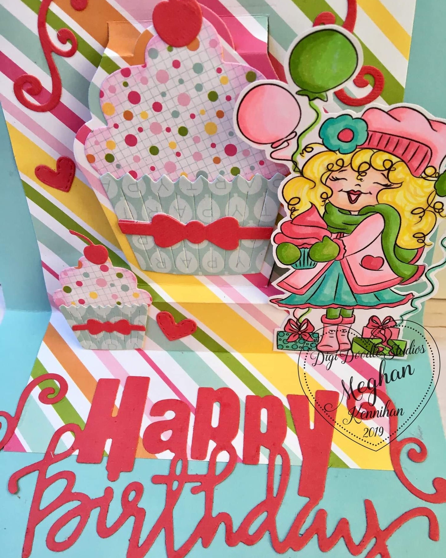 Candy Cupcake Winter Birthday Digi Stamp