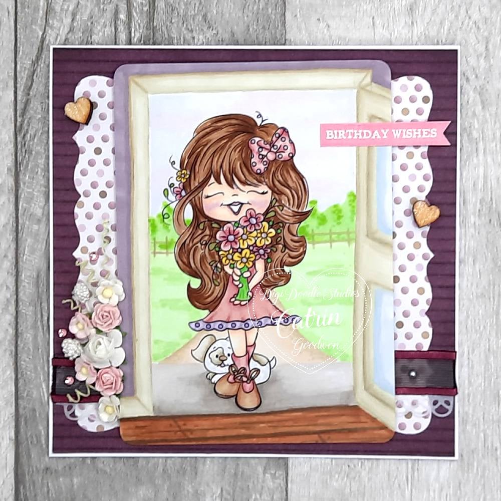 Keira and Her Puppy Digi Stamp