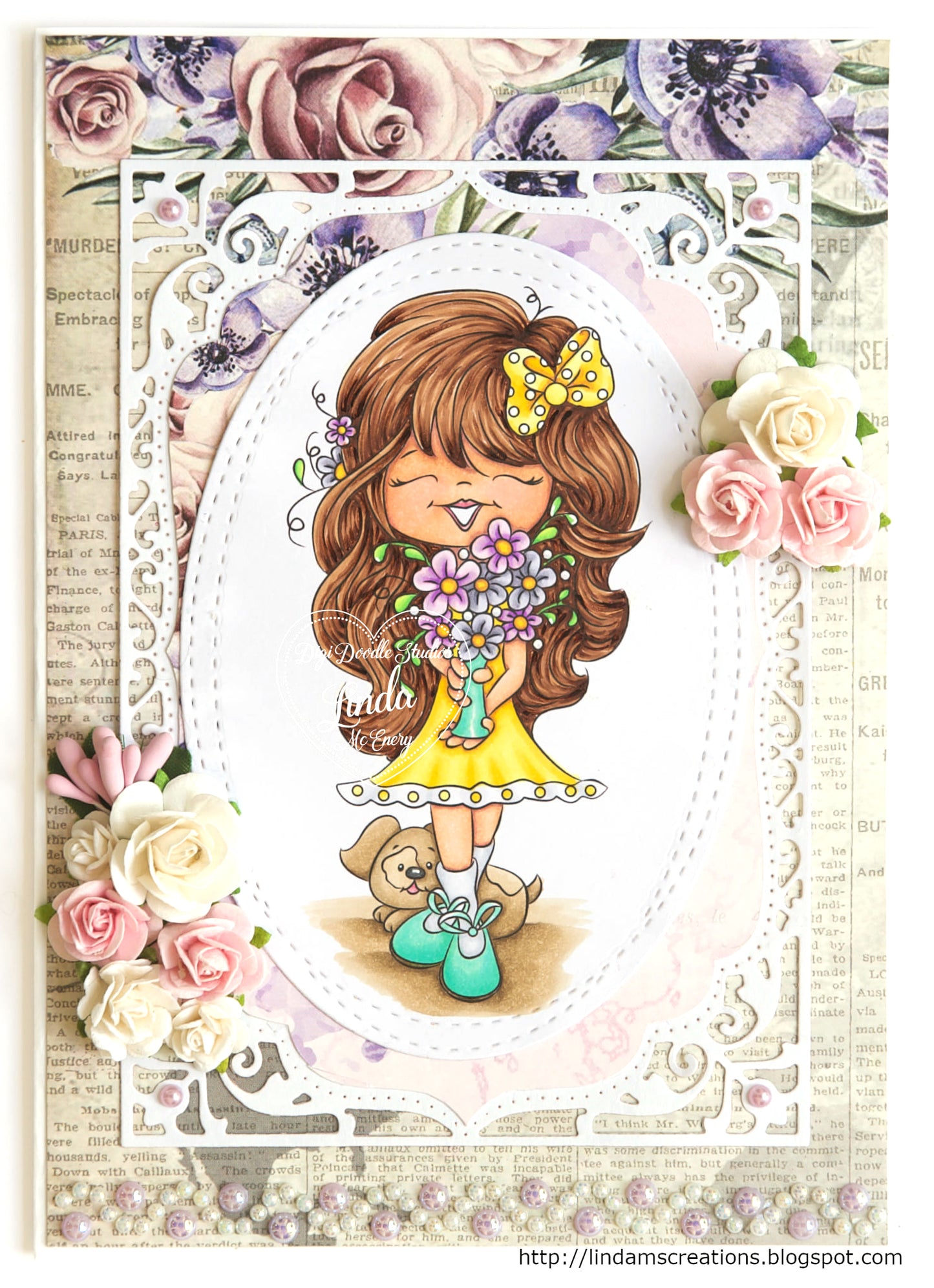 Keira and Her Puppy Digi Stamp