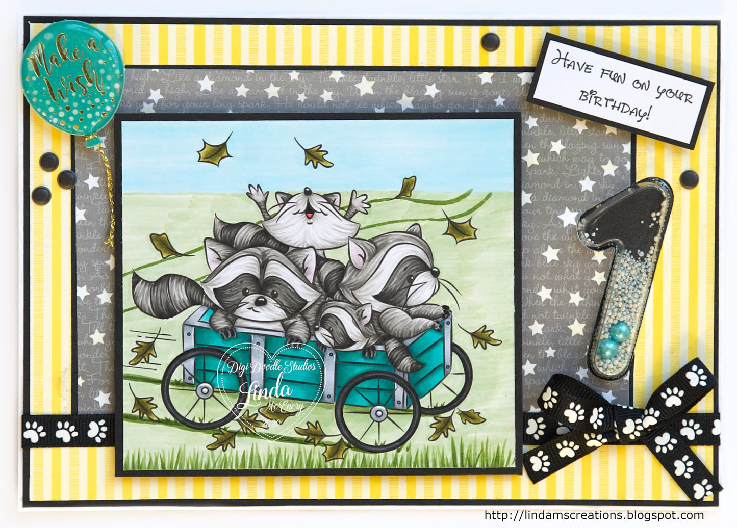 Raccoon Hayride Digi Stamp