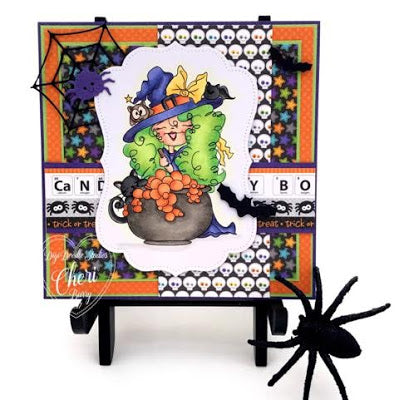 Witch Raven Halloween Digi Stamp
