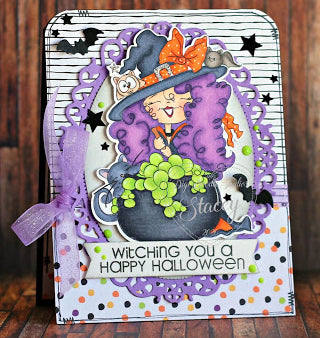 Witch Raven Halloween Digi Stamp