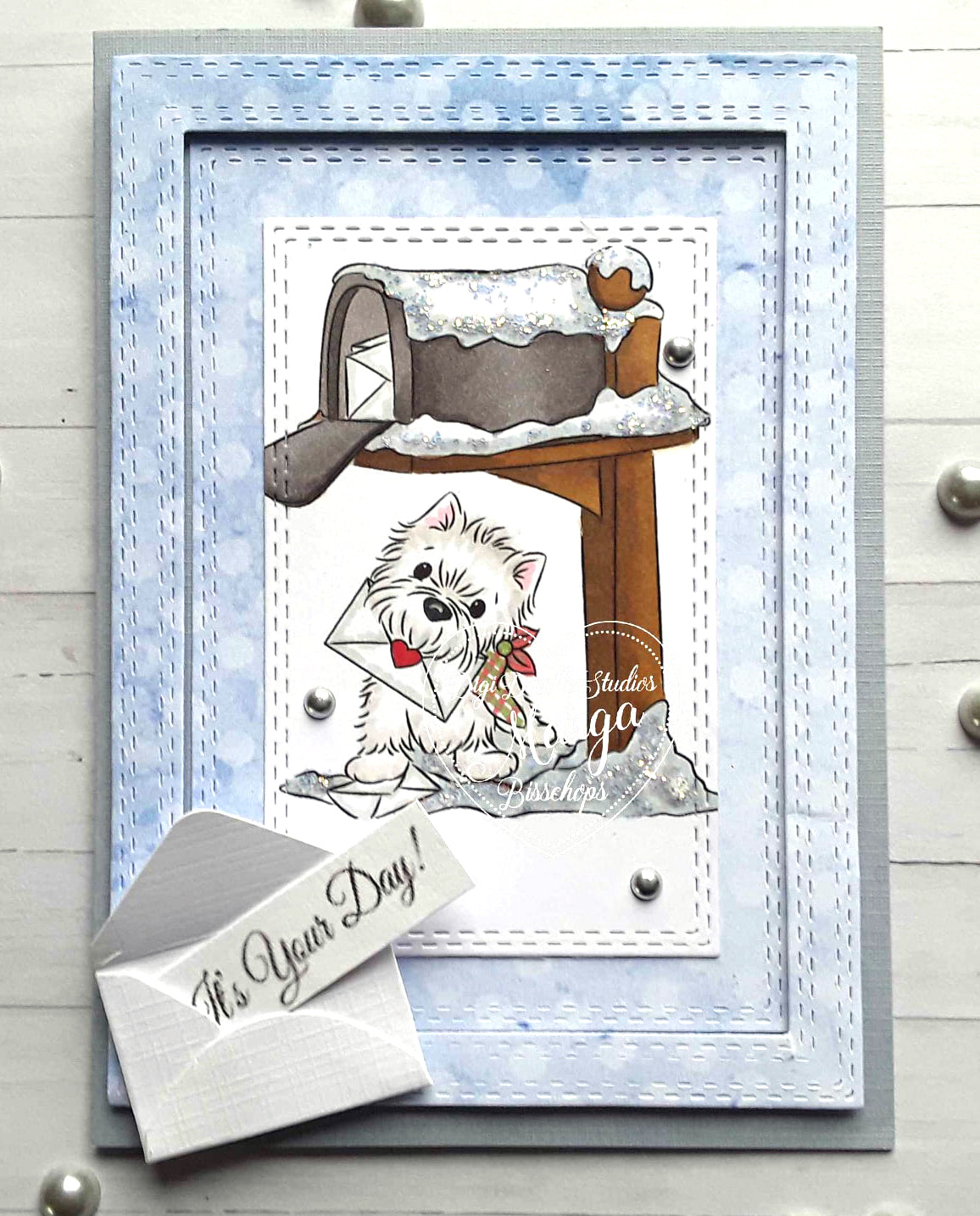 Westie Wooki Winter Pup Digi Stamp