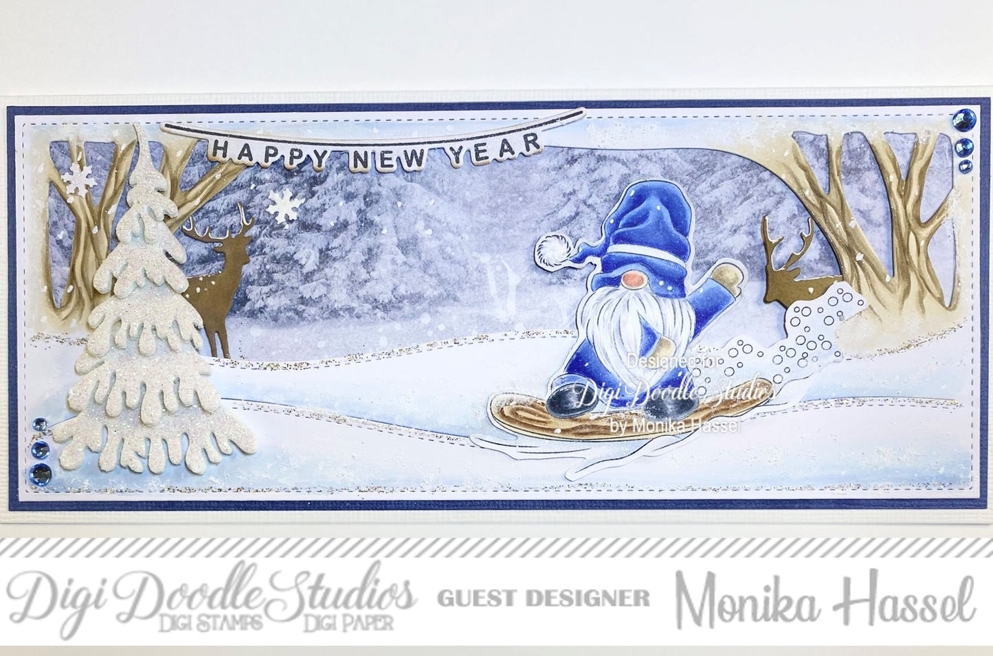 Wrolin Snowboarding Gnome Digi Stamp