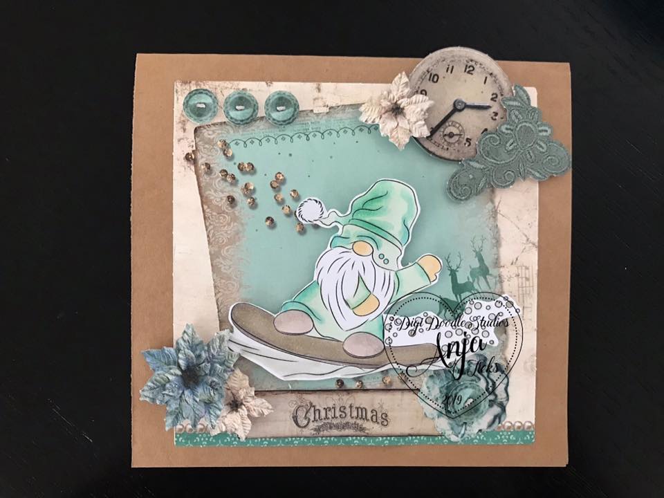 Wrolin Snowboarding Gnome Digi Stamp