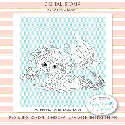 Amatheia Mermaid Digi Stamp