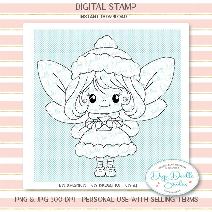 Angel Lillybelle Fairy Elf Digi Stamp